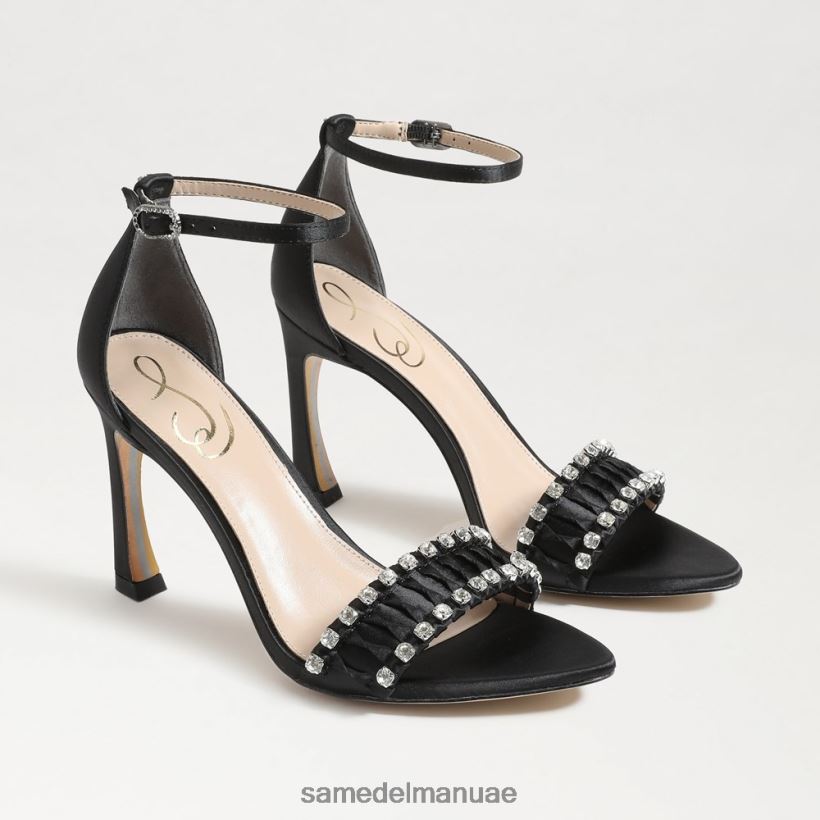 الساتان الأسود أحذية Sam Edelman نحيف كعب إيفلين ذو أربطة 246L6T609