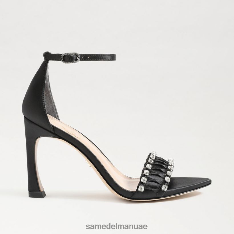 الساتان الأسود أحذية Sam Edelman نحيف كعب إيفلين ذو أربطة 246L6T609