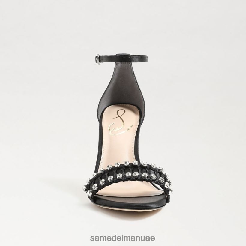 الساتان الأسود أحذية Sam Edelman نحيف كعب إيفلين ذو أربطة 246L6T609