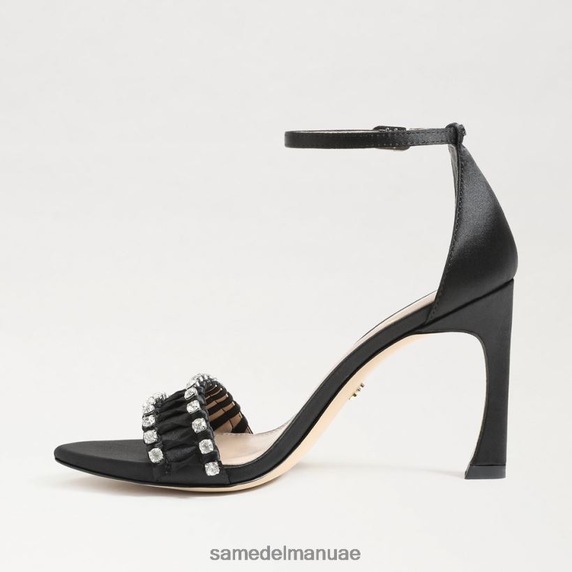 الساتان الأسود أحذية Sam Edelman نحيف كعب إيفلين ذو أربطة 246L6T609
