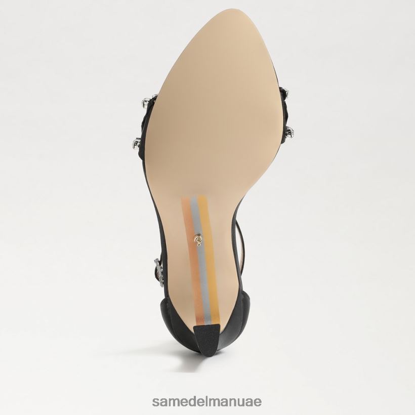 الساتان الأسود أحذية Sam Edelman نحيف كعب إيفلين ذو أربطة 246L6T609