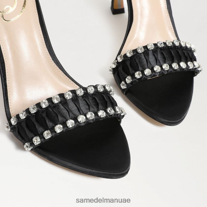 الساتان الأسود أحذية Sam Edelman نحيف كعب إيفلين ذو أربطة 246L6T609