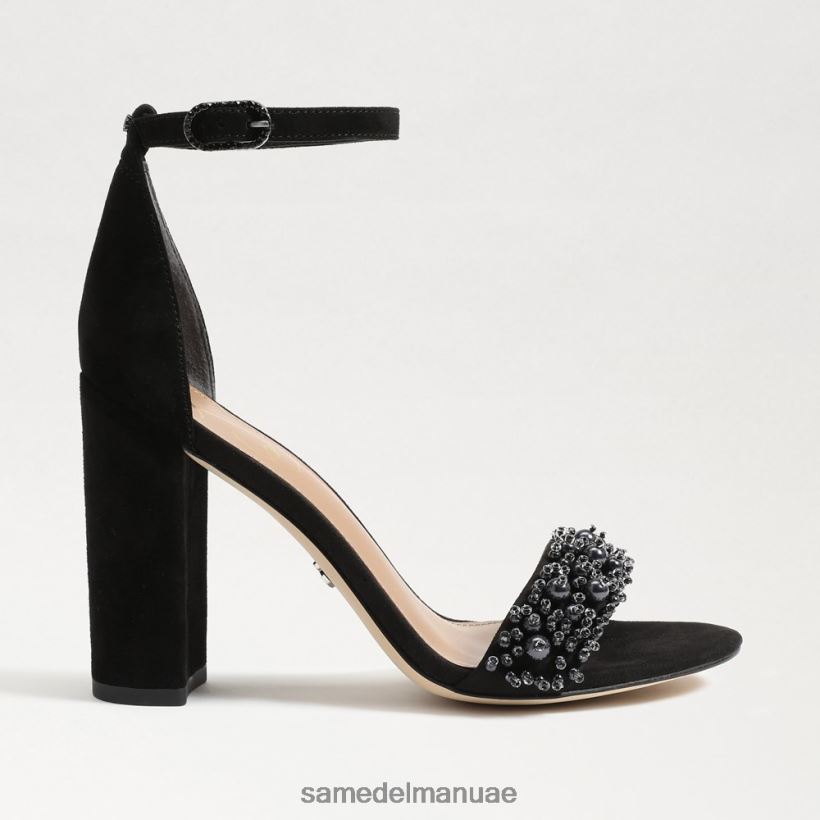 جلد الغزال الأسود أحذية Sam Edelman نحيف صندل بكعب عريض من يارو بيرلا 246L6T619