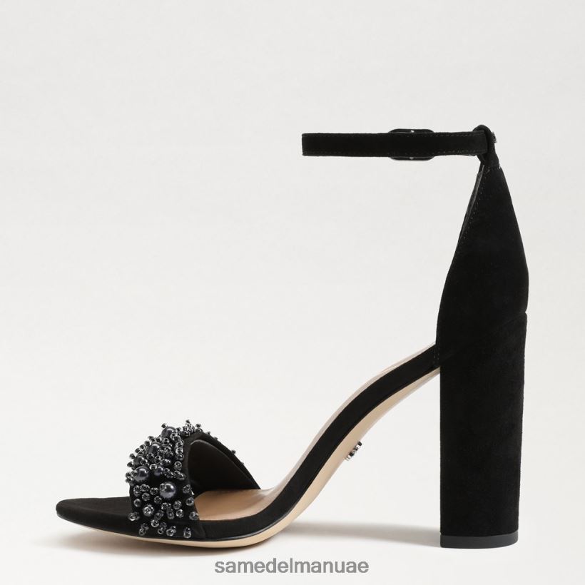جلد الغزال الأسود أحذية Sam Edelman نحيف صندل بكعب عريض من يارو بيرلا 246L6T619