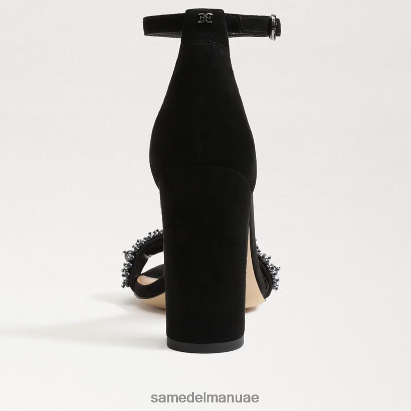 جلد الغزال الأسود أحذية Sam Edelman نحيف صندل بكعب عريض من يارو بيرلا 246L6T619