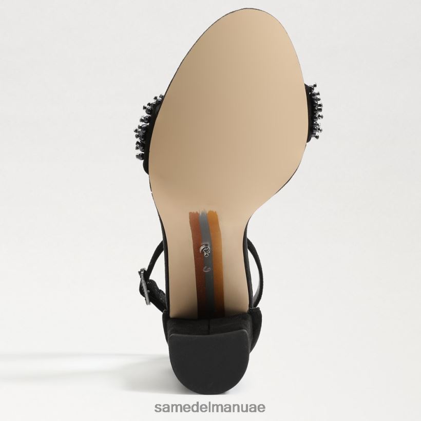 جلد الغزال الأسود أحذية Sam Edelman نحيف صندل بكعب عريض من يارو بيرلا 246L6T619