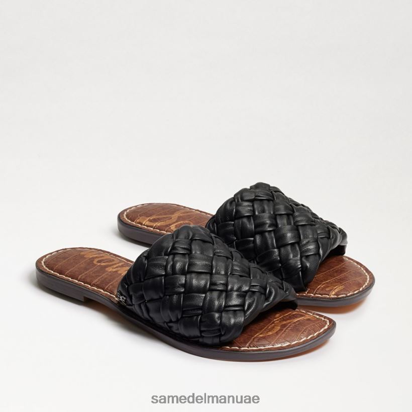 جلد أسود أحذية Sam Edelman نحيف صندل منزلق منسوج من غريفين 246L6T632