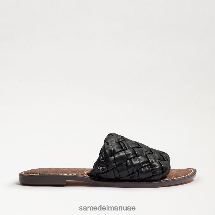 جلد أسود أحذية Sam Edelman نحيف صندل منزلق منسوج من غريفين 246L6T632