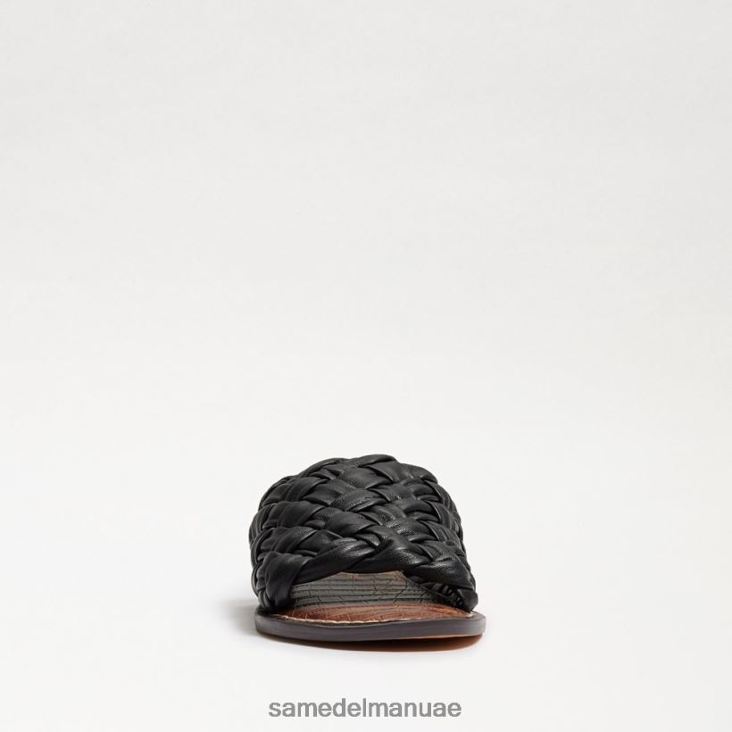 جلد أسود أحذية Sam Edelman نحيف صندل منزلق منسوج من غريفين 246L6T632