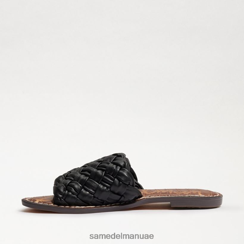 جلد أسود أحذية Sam Edelman نحيف صندل منزلق منسوج من غريفين 246L6T632