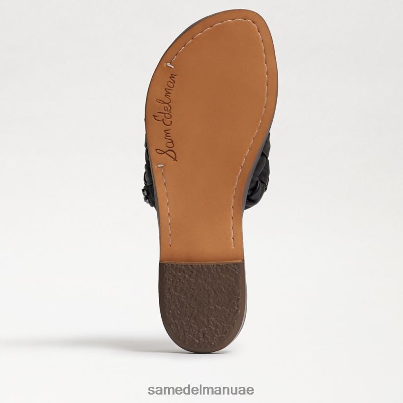 جلد أسود أحذية Sam Edelman نحيف صندل منزلق منسوج من غريفين 246L6T632