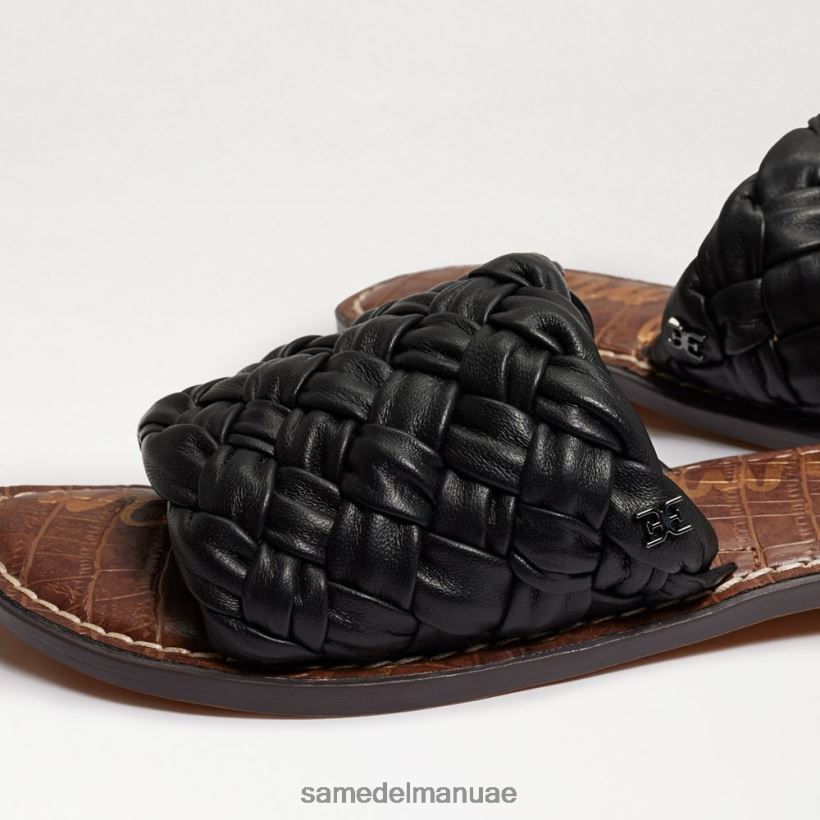 جلد أسود أحذية Sam Edelman نحيف صندل منزلق منسوج من غريفين 246L6T632