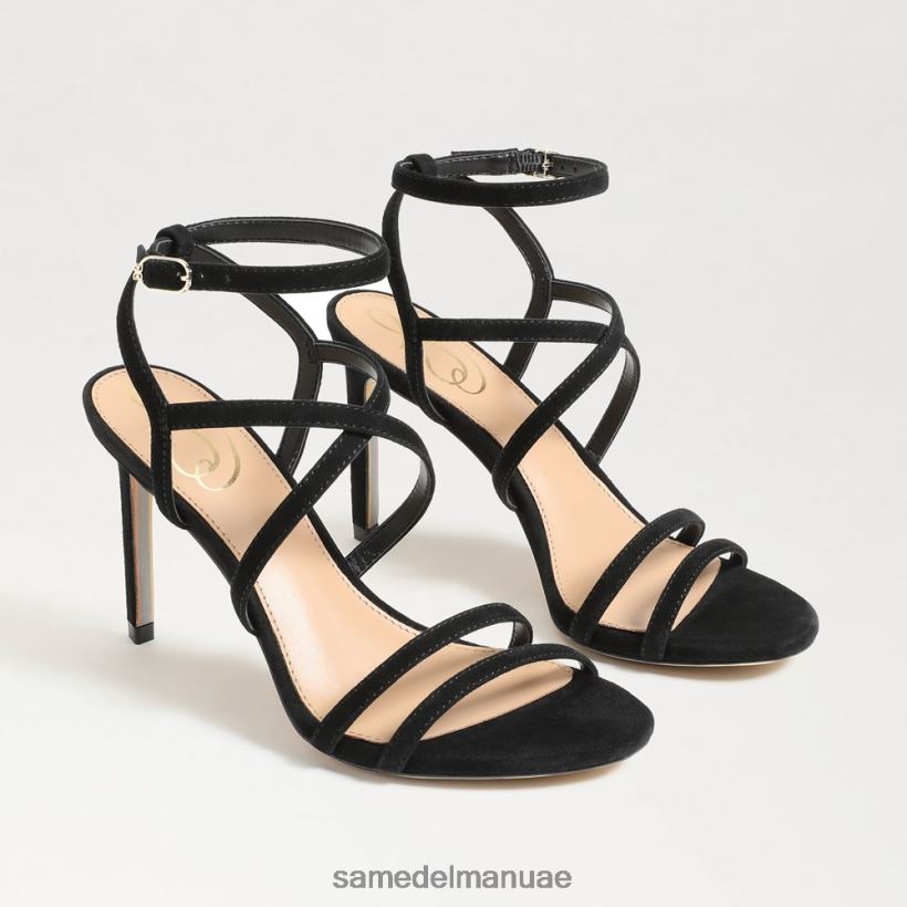 جلد الغزال الأسود أحذية Sam Edelman نحيف كعب ديلاني بأحزمة 246L6T650