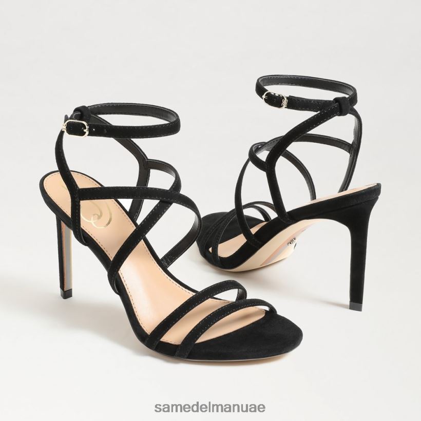 جلد الغزال الأسود أحذية Sam Edelman نحيف كعب ديلاني بأحزمة 246L6T650
