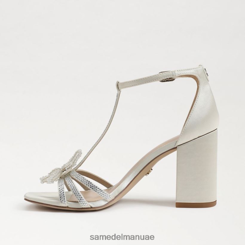 الساتان العاج اللؤلؤي أحذية Sam Edelman نحيف صندل دوني بكعب عريض 246L6T690