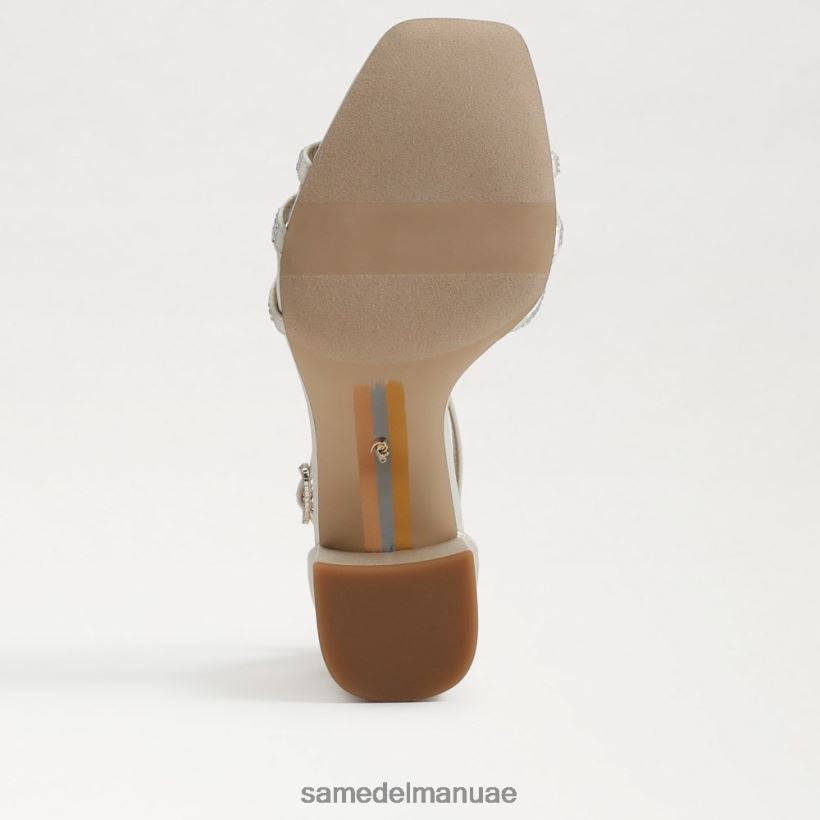 الساتان العاج اللؤلؤي أحذية Sam Edelman نحيف صندل دوني بكعب عريض 246L6T690