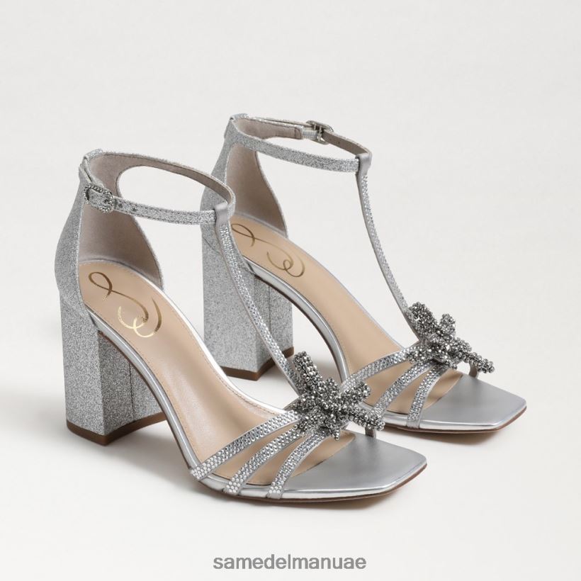 الفضة الناعمة أحذية Sam Edelman نحيف صندل دوني بكعب عريض 246L6T692