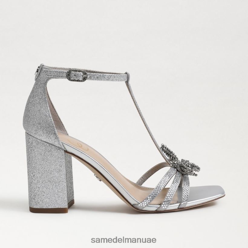 الفضة الناعمة أحذية Sam Edelman نحيف صندل دوني بكعب عريض 246L6T692