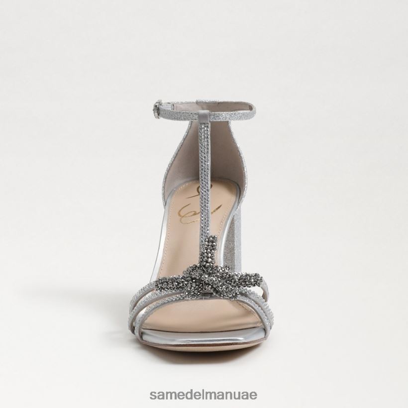 الفضة الناعمة أحذية Sam Edelman نحيف صندل دوني بكعب عريض 246L6T692