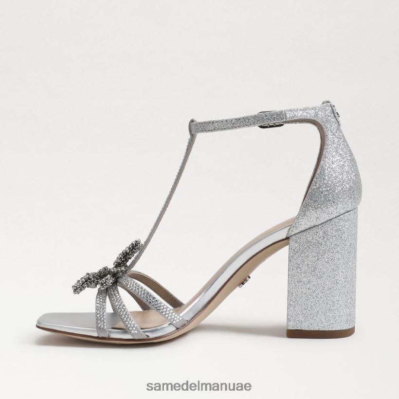 الفضة الناعمة أحذية Sam Edelman نحيف صندل دوني بكعب عريض 246L6T692