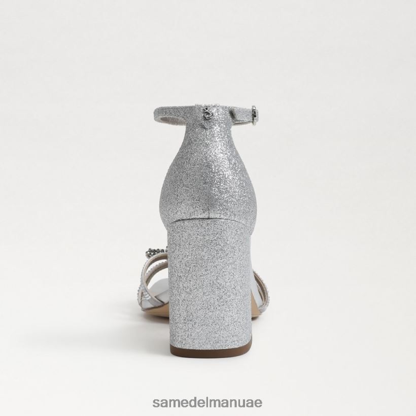 الفضة الناعمة أحذية Sam Edelman نحيف صندل دوني بكعب عريض 246L6T692