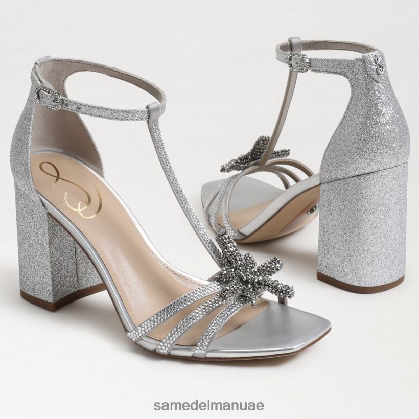 الفضة الناعمة أحذية Sam Edelman نحيف صندل دوني بكعب عريض 246L6T692