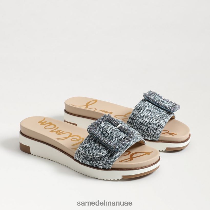 غسلها باللون الأزرق الجديد أحذية Sam Edelman نحيف أريان صندل منزلق مطرز 246L6T700