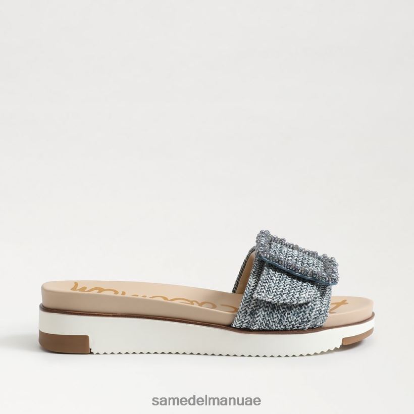 غسلها باللون الأزرق الجديد أحذية Sam Edelman نحيف أريان صندل منزلق مطرز 246L6T700