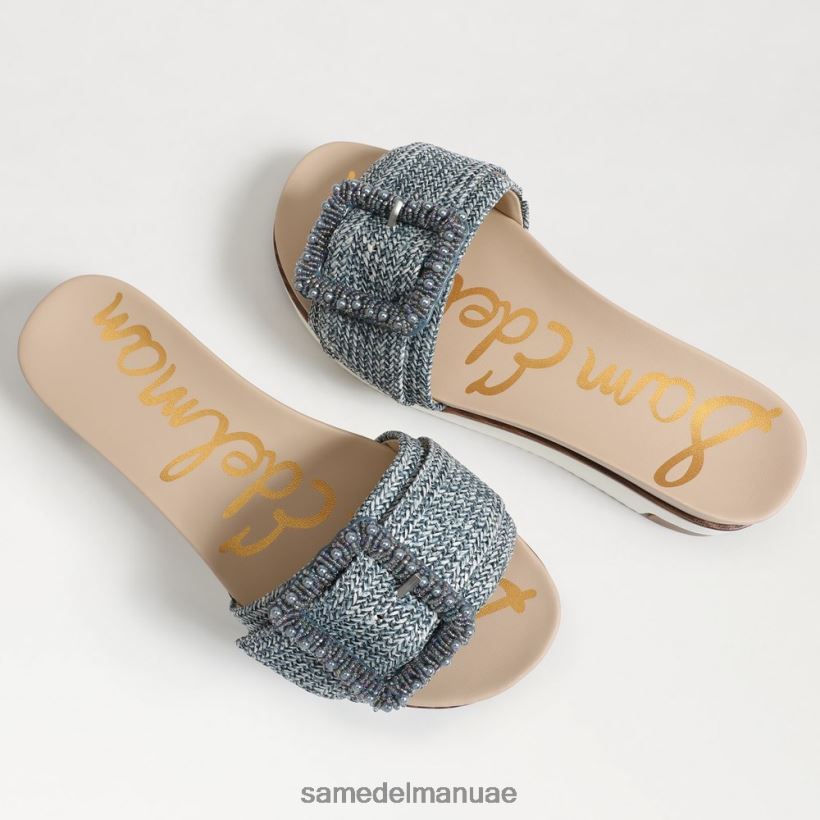 غسلها باللون الأزرق الجديد أحذية Sam Edelman نحيف أريان صندل منزلق مطرز 246L6T700