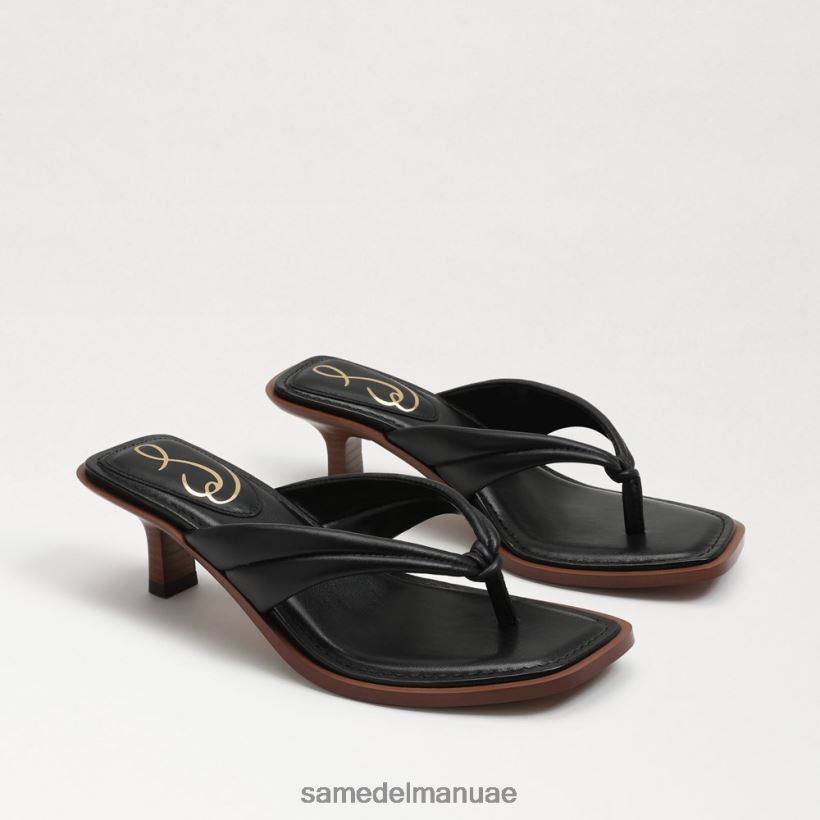جلد أسود أحذية Sam Edelman نحيف صندل دافني ثونغ 246L6T708