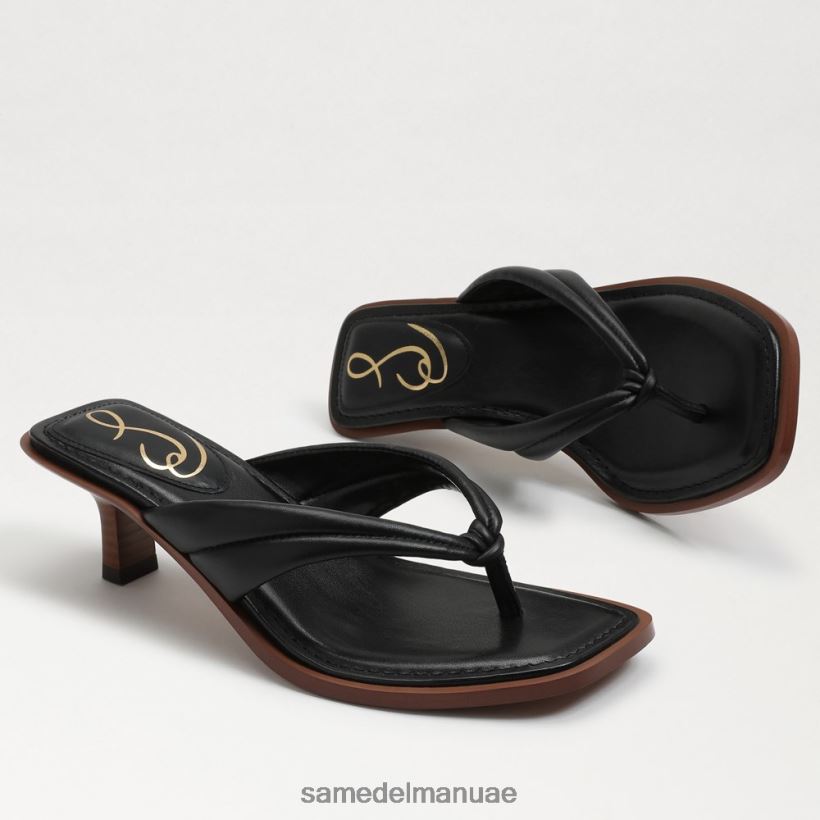 جلد أسود أحذية Sam Edelman نحيف صندل دافني ثونغ 246L6T708