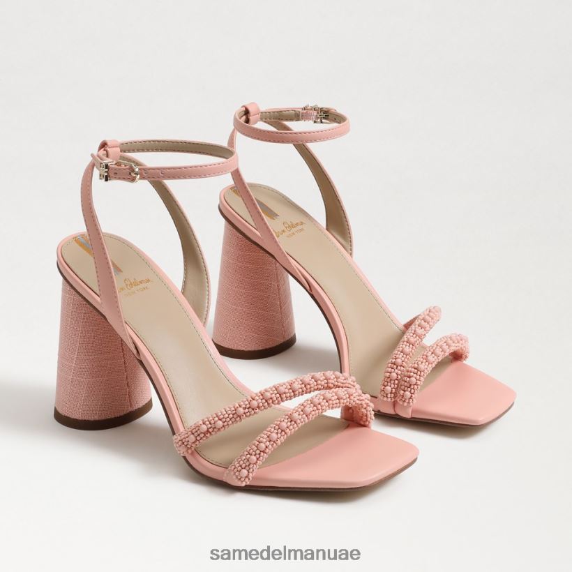 الخوخ المرجاني أحذية Sam Edelman نحيف صندل بكعب عريض مطرز من كيا 246L6T711