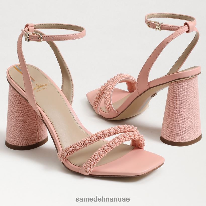 الخوخ المرجاني أحذية Sam Edelman نحيف صندل بكعب عريض مطرز من كيا 246L6T711