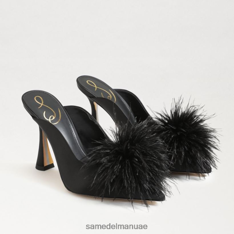 الساتان الأسود أحذية Sam Edelman نحيف مضخة بغل ريش أنتوني 246L6T725