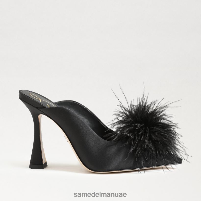 الساتان الأسود أحذية Sam Edelman نحيف مضخة بغل ريش أنتوني 246L6T725