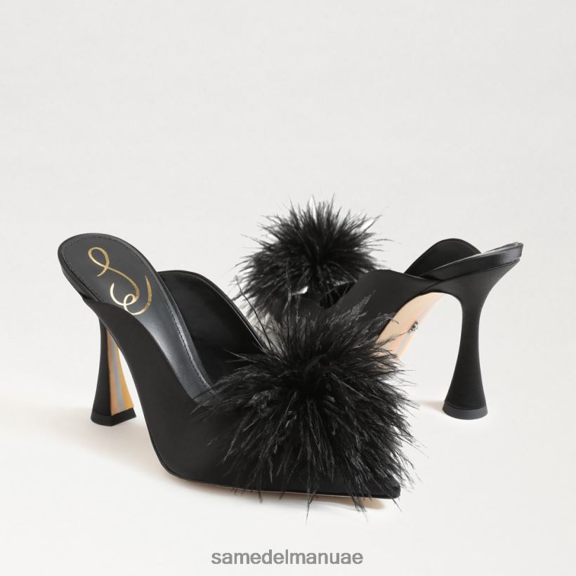 الساتان الأسود أحذية Sam Edelman نحيف مضخة بغل ريش أنتوني 246L6T725