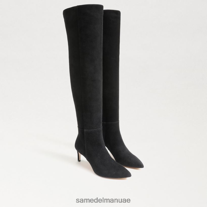 جلد الغزال الأسود أحذية Sam Edelman نحيف أورسولا حذاء طويل القامة 246L6T744