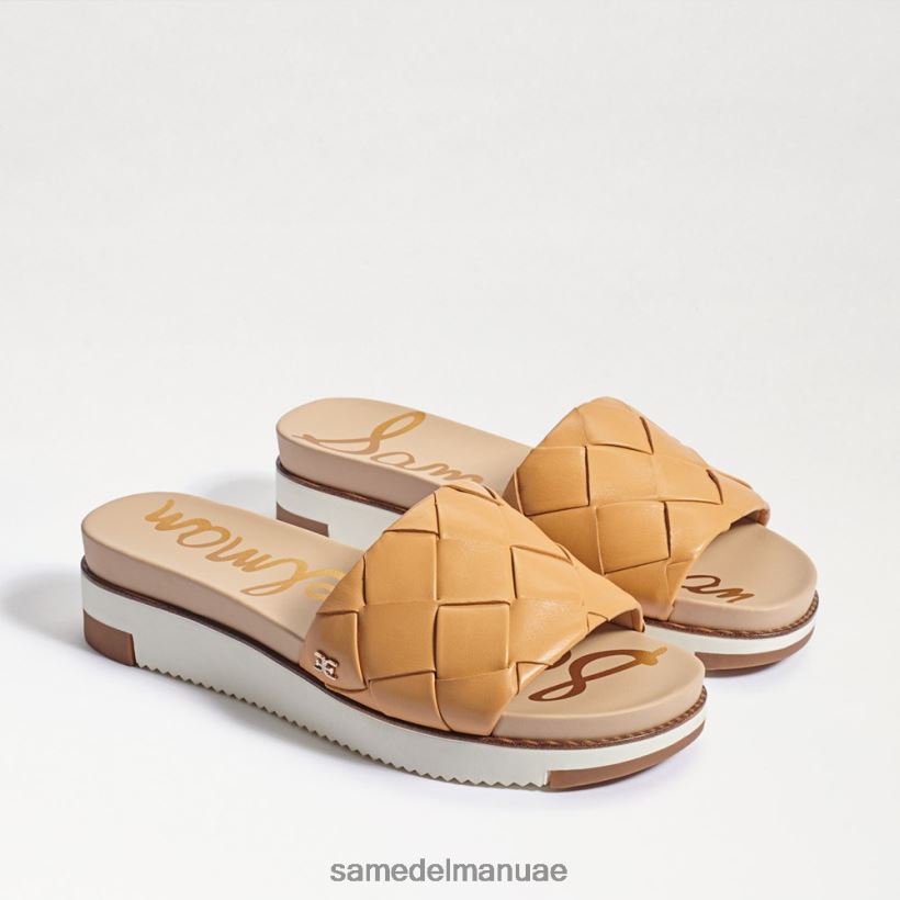 جلد رملي طبيعي أحذية Sam Edelman نحيف صندل منزلق منسوج من أديلي 246L6T753