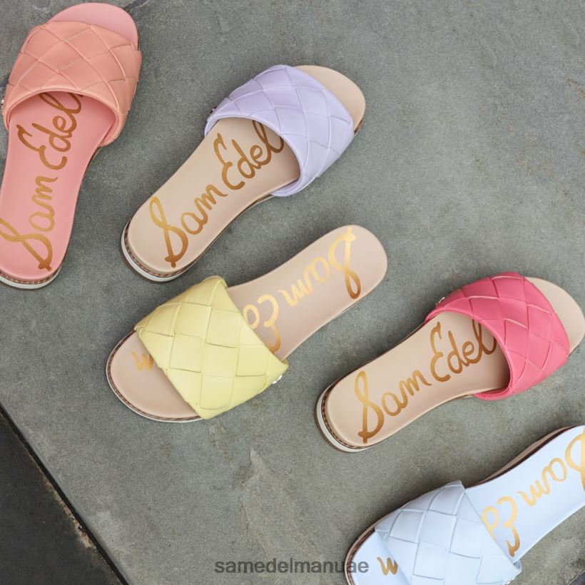 جلد رملي طبيعي أحذية Sam Edelman نحيف صندل منزلق منسوج من أديلي 246L6T753