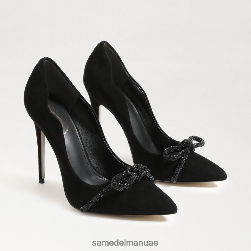جلد الغزال الأسود أحذية Sam Edelman نحيف كعب ديلا مدبب عند أصابع القدم 246L6T755