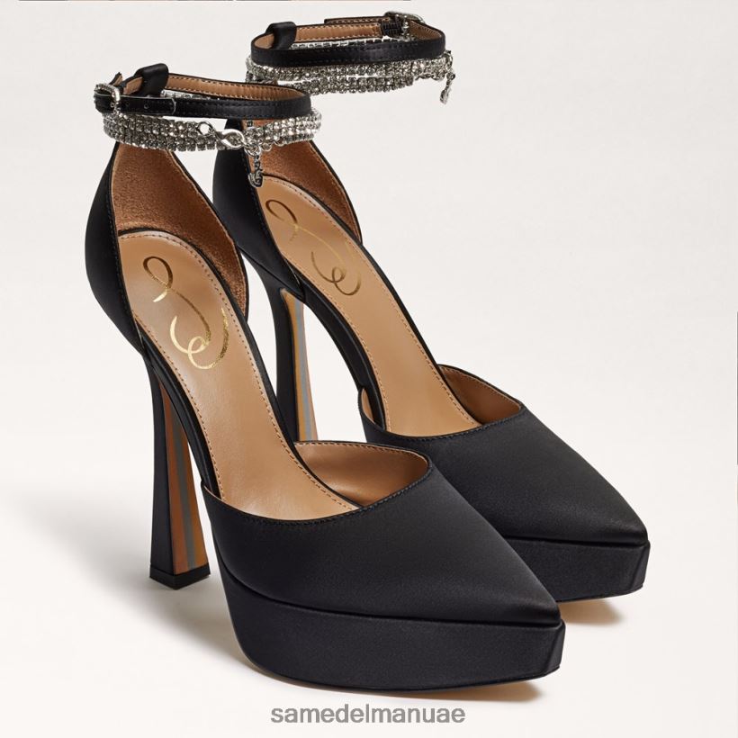 الساتان الأسود أحذية Sam Edelman نحيف كعب منصة آندي 246L6T761