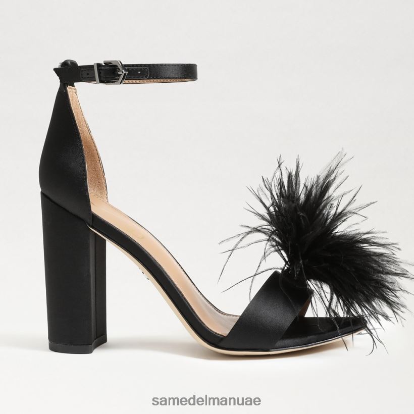 الساتان الأسود أحذية Sam Edelman نحيف صندل بكعب من ريش يارو 246L6T763