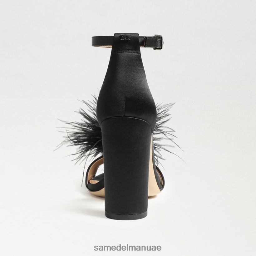 الساتان الأسود أحذية Sam Edelman نحيف صندل بكعب من ريش يارو 246L6T763