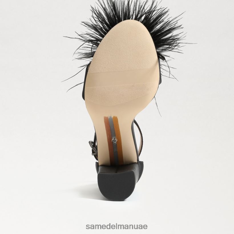 الساتان الأسود أحذية Sam Edelman نحيف صندل بكعب من ريش يارو 246L6T763