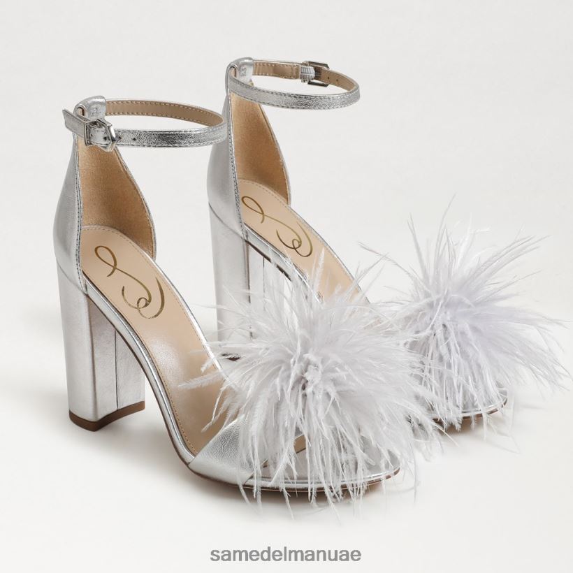 الفضة الناعمة أحذية Sam Edelman نحيف صندل بكعب من ريش يارو 246L6T764