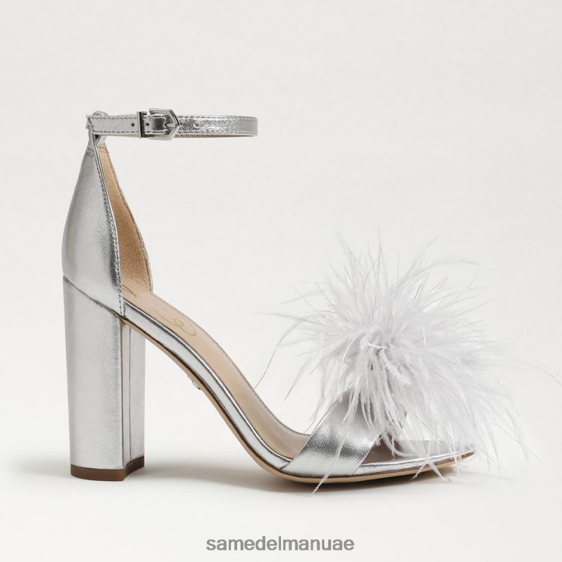 الفضة الناعمة أحذية Sam Edelman نحيف صندل بكعب من ريش يارو 246L6T764