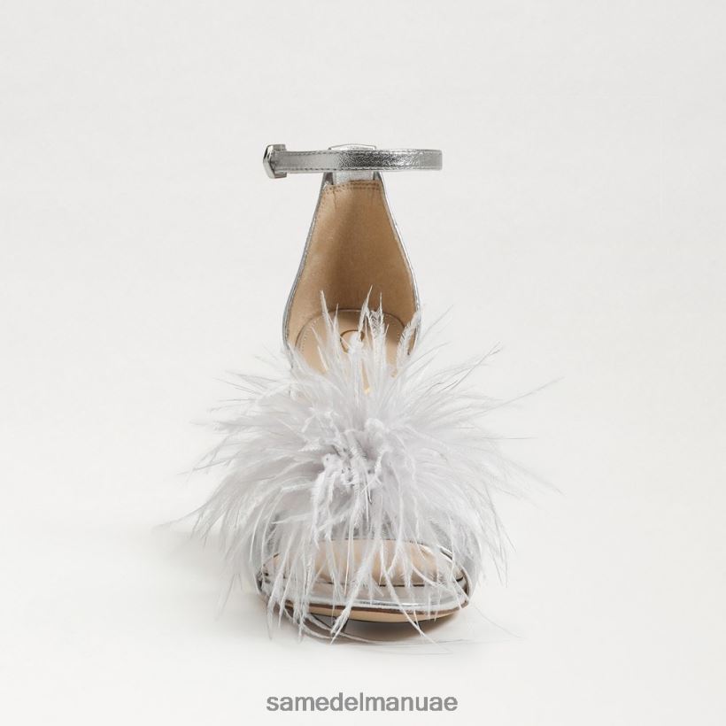الفضة الناعمة أحذية Sam Edelman نحيف صندل بكعب من ريش يارو 246L6T764