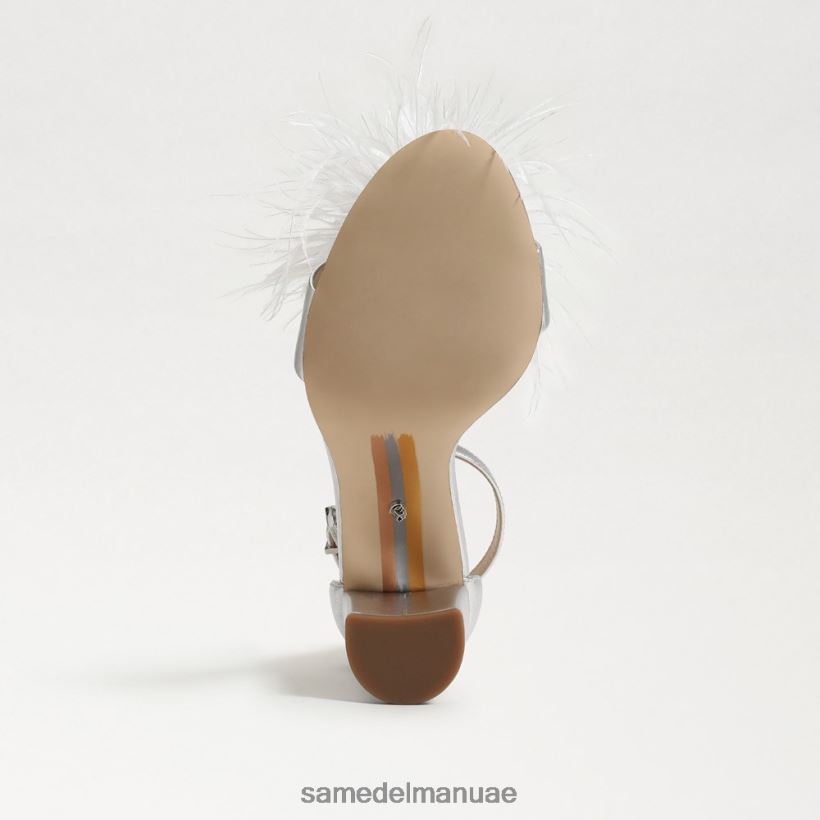 الفضة الناعمة أحذية Sam Edelman نحيف صندل بكعب من ريش يارو 246L6T764