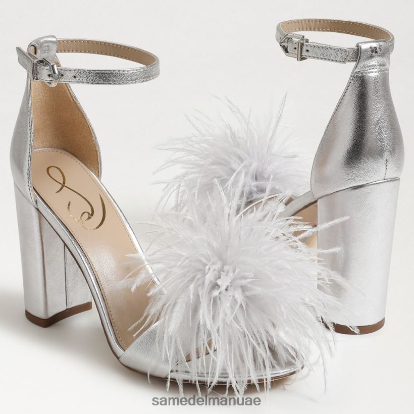 الفضة الناعمة أحذية Sam Edelman نحيف صندل بكعب من ريش يارو 246L6T764