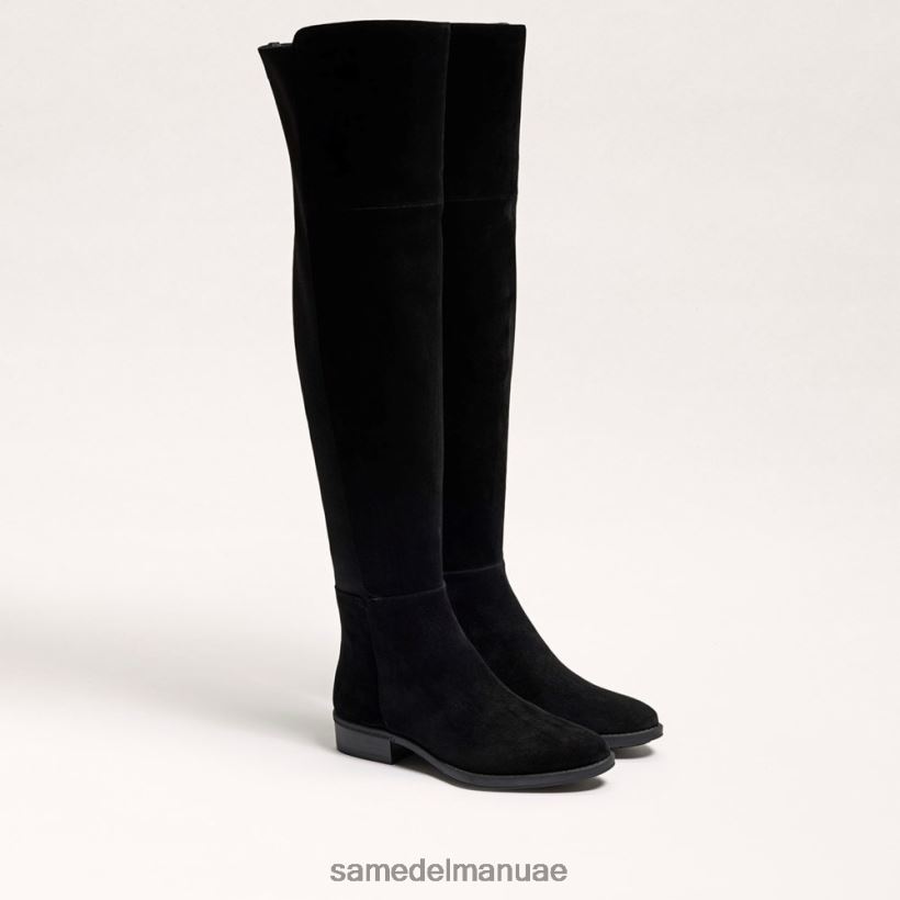 جلد الغزال الأسود أحذية Sam Edelman نحيف بام فوق حذاء الركبة 246L6T777